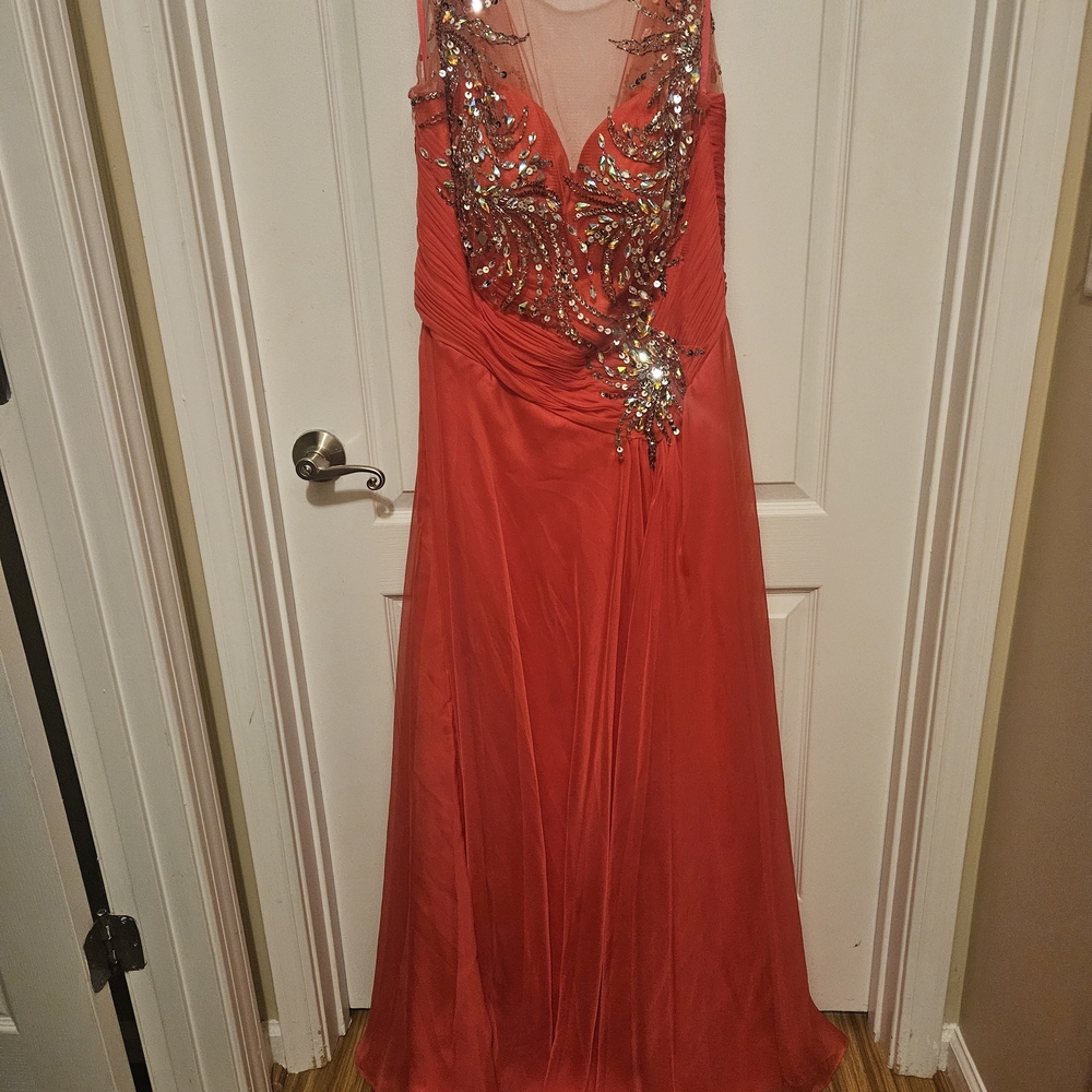 Mac Duggal Red Embellished Prom Dress